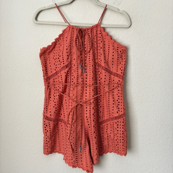 Amuse Society Boho Eyelet Woven Tina Romper in Desert Rose - Picture 7 of 15
